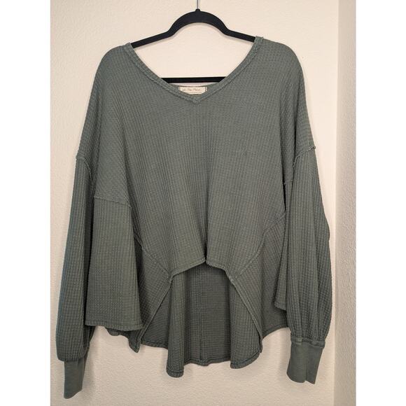 We The Free Tops - We the Free Free People Green Thermal Waffle Knit Boho Sz S